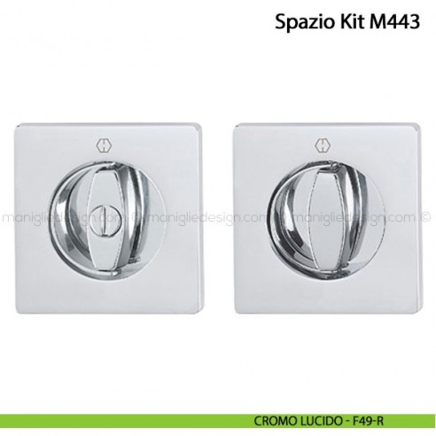 Kit per porta scorrevole quadrato nottolino con anello interno esterno Hoppe M443 Spazio Kit 10 cromo lucido - F49-R