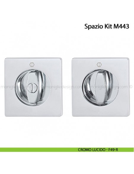 Kit per porta scorrevole quadrato nottolino con anello interno esterno Hoppe M443 Spazio Kit 10 cromo lucido - F49-R