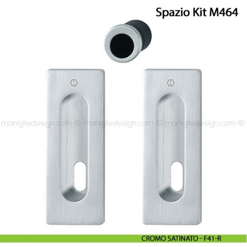 Kit per porta scorrevole rettangolare con foro chiave Hoppe M464 Spazio Kit 4 cromo satinato - F41-R