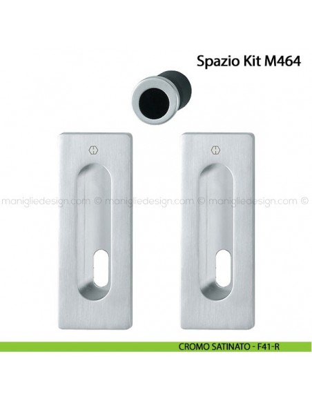 Kit per porta scorrevole rettangolare con foro chiave Hoppe M464 Spazio Kit 4 cromo satinato - F41-R