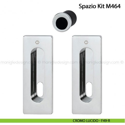 Kit per porta scorrevole rettangolare con foro chiave Hoppe M464 Spazio Kit 4 cromo lucido - F49-R