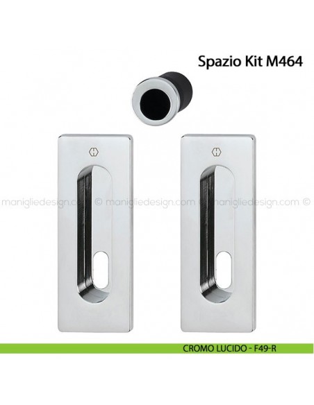 Kit per porta scorrevole rettangolare con foro chiave Hoppe M464 Spazio Kit 4 cromo lucido - F49-R