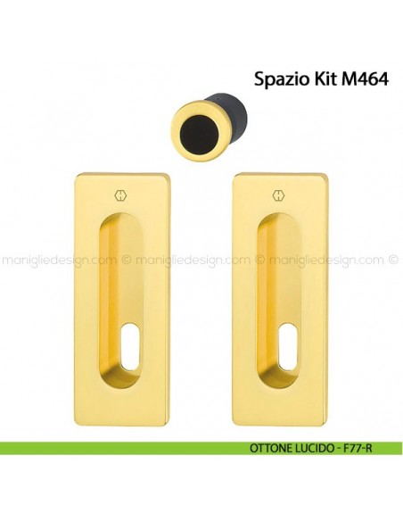 Kit per porta scorrevole rettangolare con foro chiave Hoppe M464 Spazio Kit 4 ottone lucido - F77-R