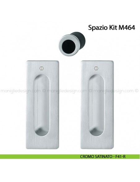 Kit per porta scorrevole rettangolare senza foro chiave Hoppe M464 Spazio Kit 5 cromo satinato - F41-R