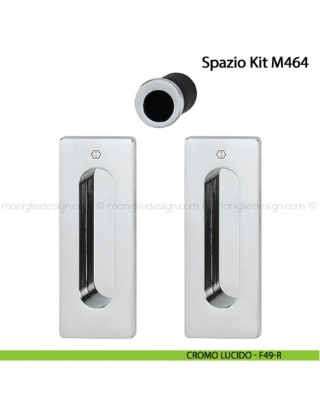 Kit per porta scorrevole rettangolare senza foro chiave Hoppe M464 Spazio Kit 5 cromo lucido - F49-R