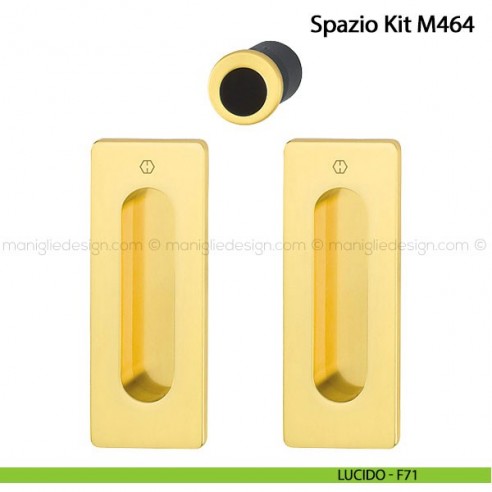 Kit per porta scorrevole rettangolare senza foro chiave Hoppe M464 Spazio Kit 5 lucido - F71