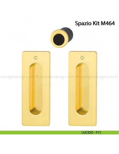 Kit per porta scorrevole rettangolare senza foro chiave Hoppe M464 Spazio Kit 5 lucido - F71