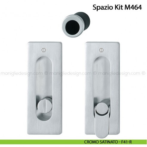 Kit per porta scorrevole rettangolare nottolino e anello Hoppe M464 Spazio Kit 7 cromo satinato - F41-R