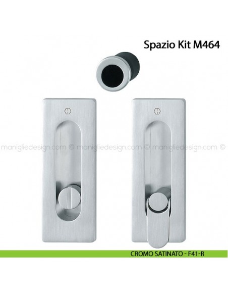 Kit per porta scorrevole rettangolare nottolino e anello Hoppe M464 Spazio Kit 7 cromo satinato - F41-R