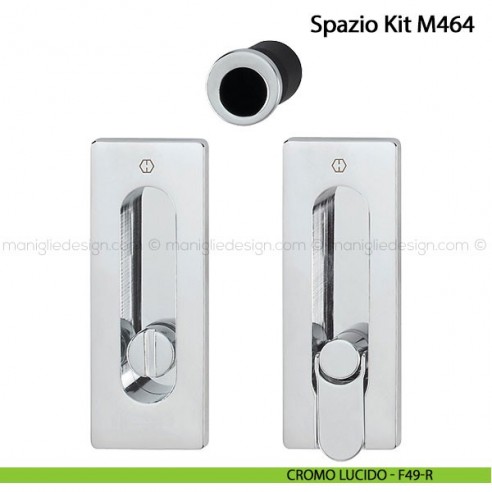 Kit per porta scorrevole rettangolare nottolino e anello Hoppe M464 Spazio Kit 7 cromo lucido - F49-R