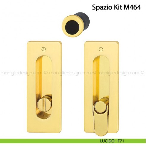 Kit per porta scorrevole rettangolare nottolino e anello Hoppe M464 Spazio Kit 7 lucido - F71