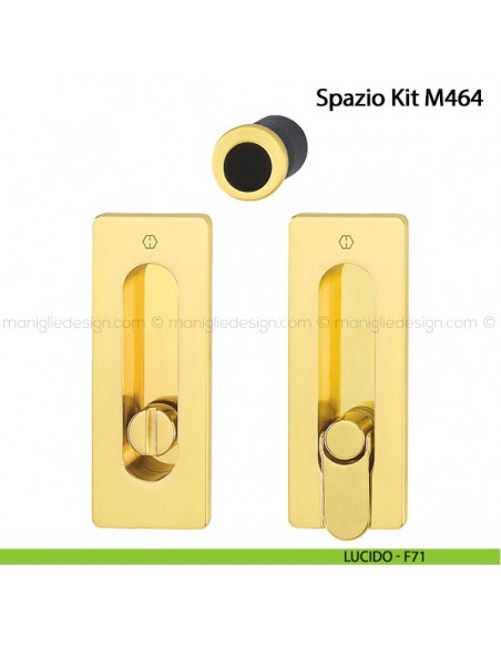 Kit per porta scorrevole rettangolare nottolino e anello Hoppe M464 Spazio Kit 7 lucido - F71