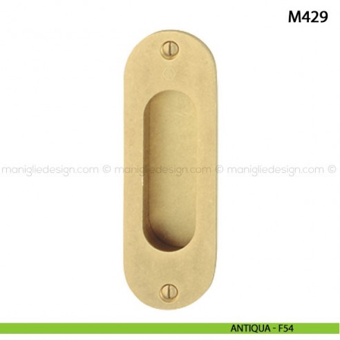 Maniglia incasso ovale per porta scorrevole senza foro chiave Hoppe M429 antiqua - F54