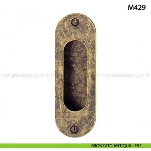 Maniglia incasso ovale per porta scorrevole senza foro chiave Hoppe M429 bronzato antiqua - F55