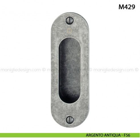 Maniglia incasso ovale per porta scorrevole senza foro chiave Hoppe M429 argento antiqua - F56