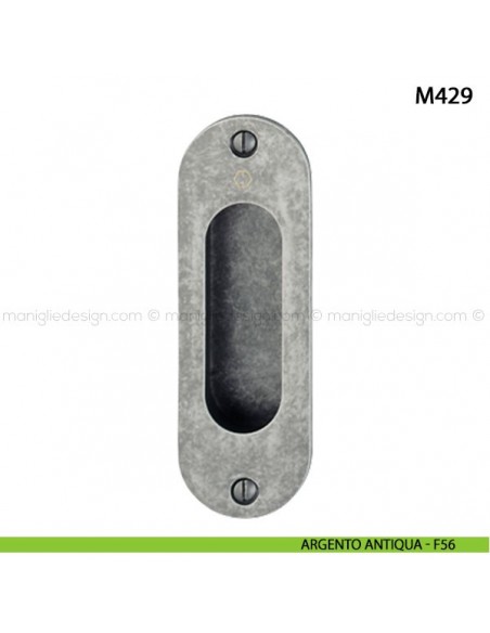 Maniglia incasso ovale per porta scorrevole senza foro chiave Hoppe M429 argento antiqua - F56