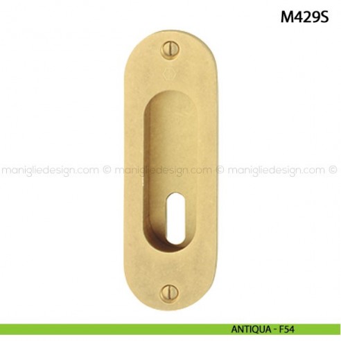 Maniglia incasso ovale per porta scorrevole con foro chiave Hoppe M429S antiqua - F54