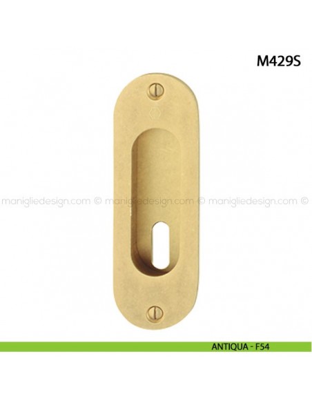 Maniglia incasso ovale per porta scorrevole con foro chiave Hoppe M429S antiqua - F54