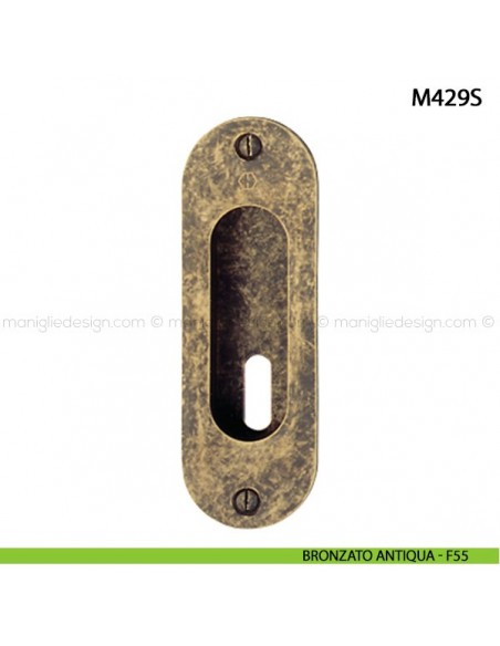 Maniglia incasso ovale per porta scorrevole con foro chiave Hoppe M429S bronzato antiqua - F55