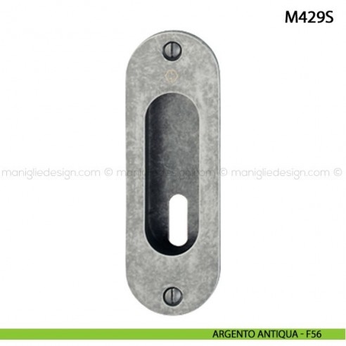 Maniglia incasso ovale per porta scorrevole con foro chiave Hoppe M429S argento antiqua - F56
