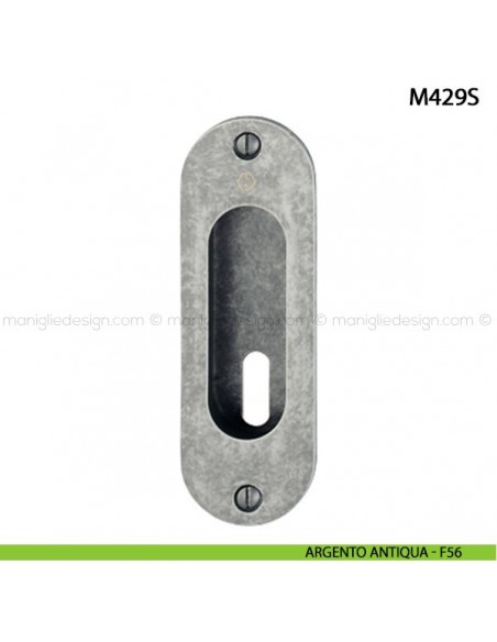 Maniglia incasso ovale per porta scorrevole con foro chiave Hoppe M429S argento antiqua - F56