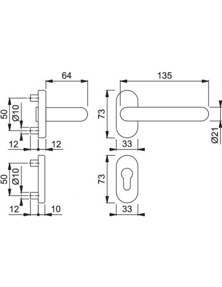 Maniglia per porta tagliafuoco Paris Hoppe in resina disegno