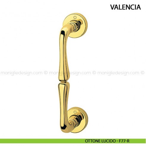 Maniglione per porta Valencia Hoppe in ottone interasse 194 mm ottone lucido - F77-R