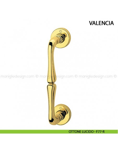 Maniglione per porta Valencia Hoppe in ottone interasse 194 mm ottone lucido - F77-R