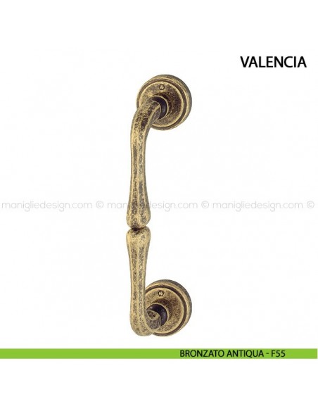 Maniglione per portone Valencia Hoppe in ottone interasse 194 mm bronzato antiqua - F55