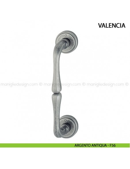 Maniglione per portone Valencia Hoppe in ottone interasse 194 mm argento antiqua - F56