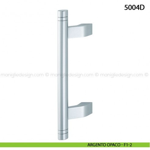Maniglione per porta 5004D Hoppe in alluminio interasse 210 mm con scanalature argento opaco - F1-2