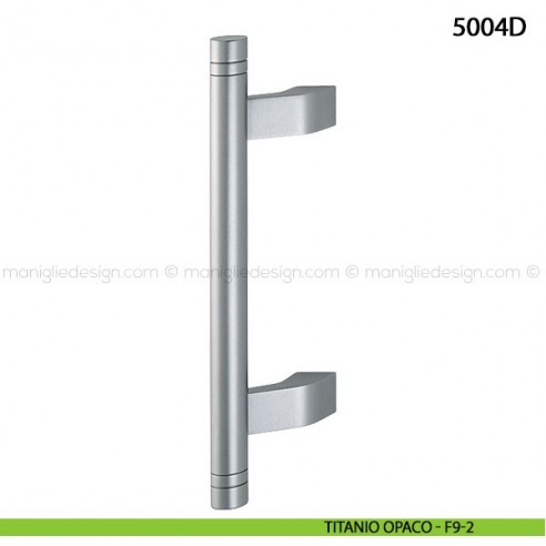 Maniglione per porta 5004D Hoppe in alluminio interasse 210 mm con scanalature titanio opaco - F9-2