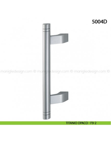 Maniglione per porta 5004D Hoppe in alluminio interasse 210 mm con scanalature titanio opaco - F9-2