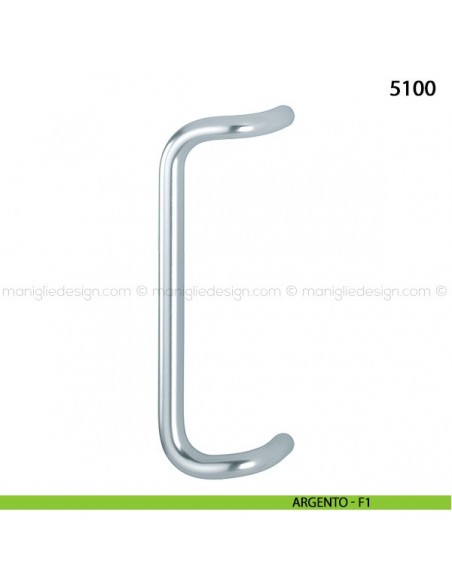 Maniglione per porta 5100 Hoppe in alluminio diametro 25 mm interasse 350 argento - F1