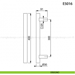 Maniglione per porta E5016 Hoppe acciaio inox diametro 30 mm 2