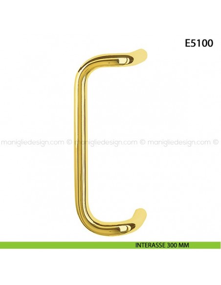 Maniglione per porta E5100 Hoppe acciaio inox diametro 25 mm interasse 300 ottone lucido - F77-R