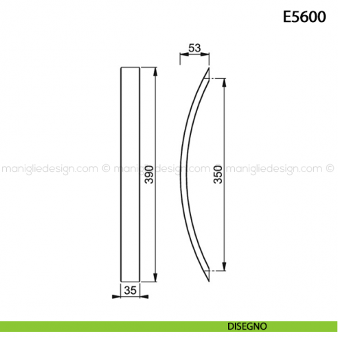 Maniglione per porta E5600 Hoppe acciaio inox disegno
