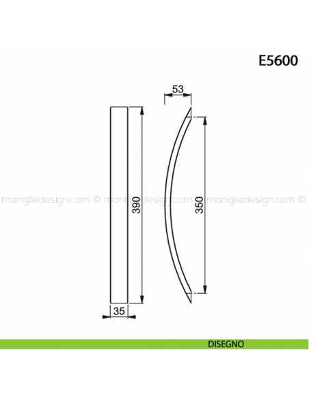 Maniglione per porta E5600 Hoppe acciaio inox disegno