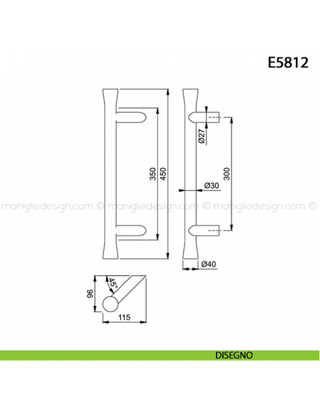 Maniglione per porta E5912 Hoppe acciaio inox disegno