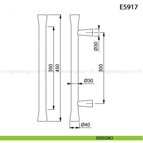 Maniglione per porta E5917 Hoppe acciaio inox disegno