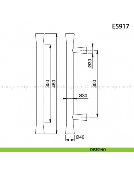 Maniglione per porta E5917 Hoppe acciaio inox disegno