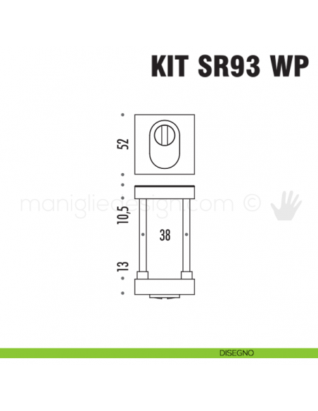 Bocchetta di protezione per cilindro Colombo Design SR93 WP disegno