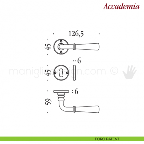 Maniglia per porta Accademia Antologhia senza molla foro patent