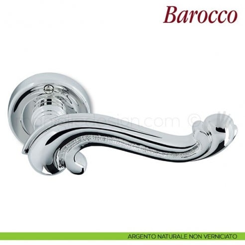 Maniglia per porta Barocco Antologhia con molla argento naturale non verniciato