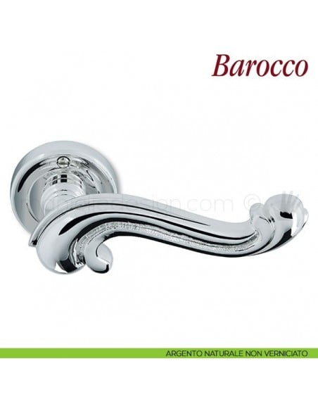 Maniglia per porta Barocco Antologhia con molla argento naturale non verniciato