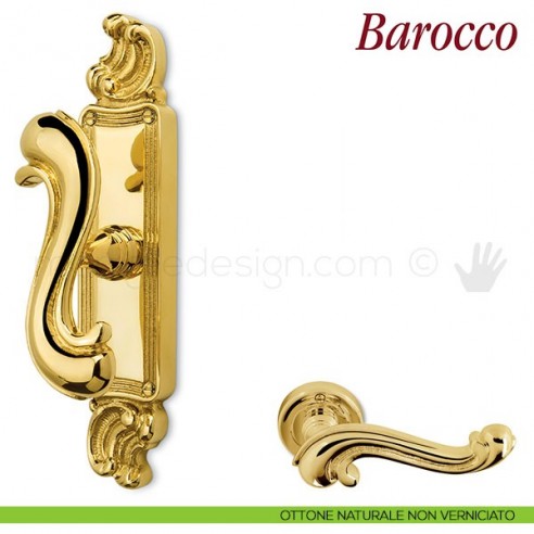 Maniglia per finestra cremonese Barocco Antologhia ottone naturale non verniciato