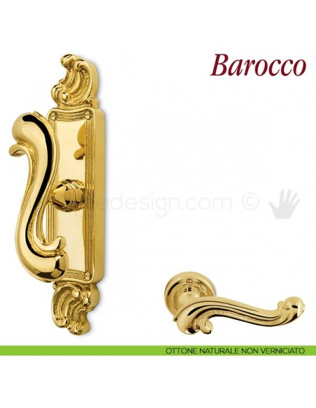 Maniglia per finestra cremonese Barocco Antologhia ottone naturale non verniciato