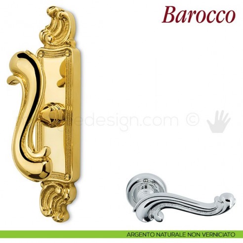 Maniglia per finestra cremonese Barocco Antologhia argento naturale non verniciato