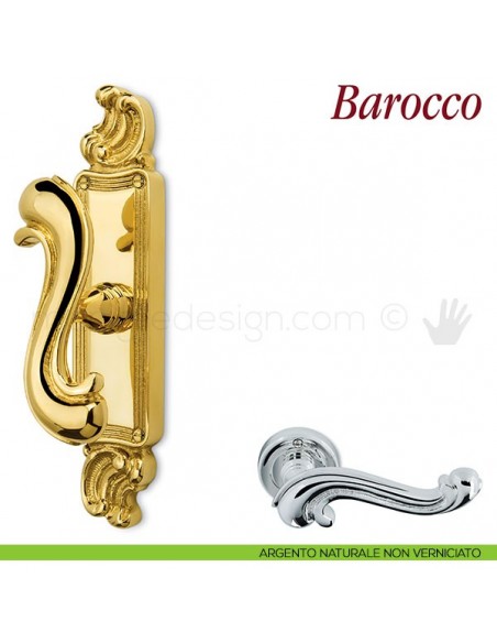 Maniglia per finestra cremonese Barocco Antologhia argento naturale non verniciato
