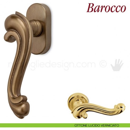 Maniglia per finestra martellina DK Barocco Antologhia ottone lucido verniciato